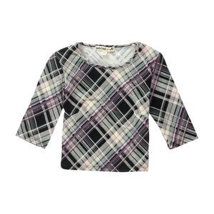 S.o.R.a.d. Womens Juniors Plaid Skimmer Crop Graphic T-Shirt, NWT